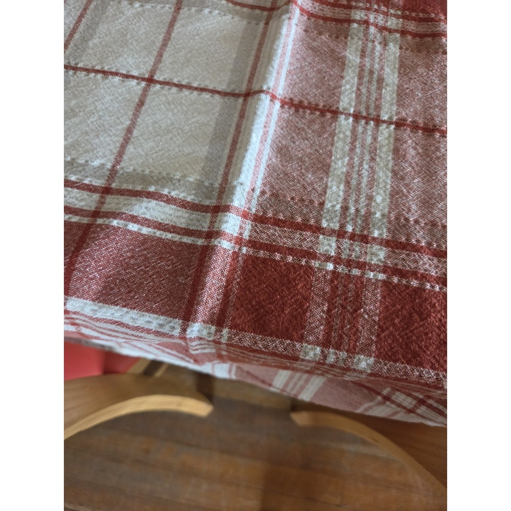 52x70 Tablecloth Rustic Reddish Orange Woven Slight Shimmer Fall Thanksgiving - Picture 11 of 12